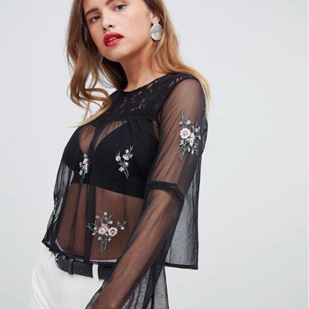 Embroidered Mesh Shirt